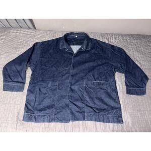 Vintage Denim Chore Jacket XXL Unisex Indigo Workwear Floral Metal Buttons